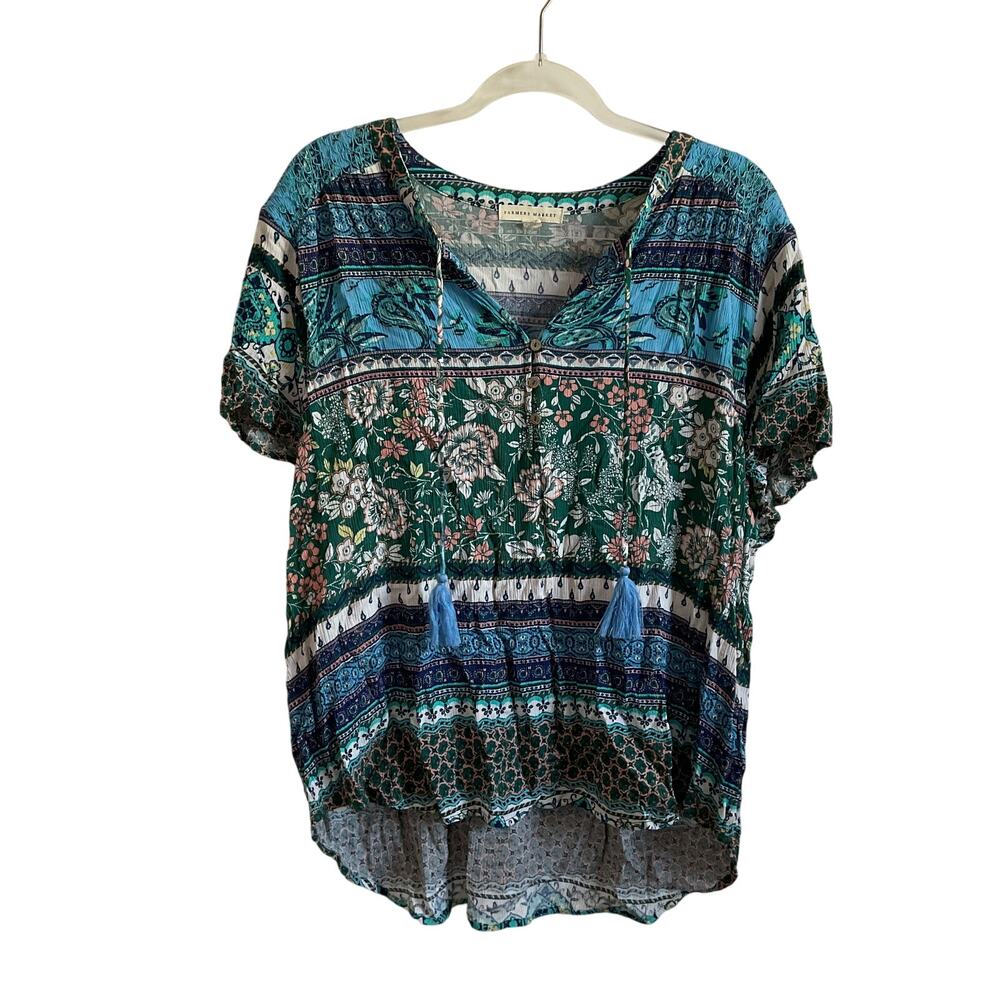 Farmer’s Market Floral/Boho Printed‎ High/Low Blouse - Size 3X